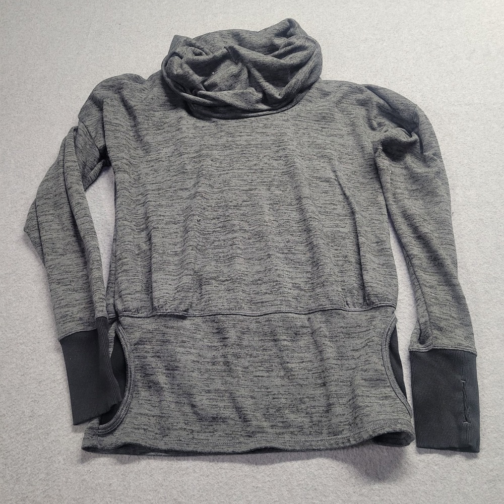 Athleta Cowl Neck Pullover Top Gray Long Sleeve Thumbholes Size XS